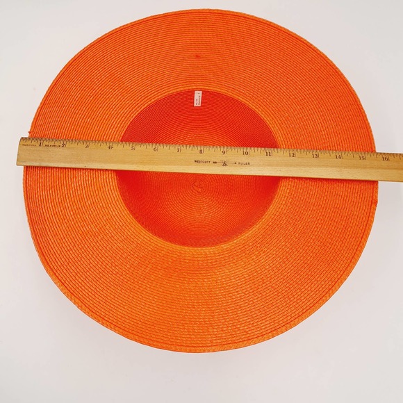Vtg Ladies Orange Fashion Lg Wide Brim Floppy Straw Hat main image 9